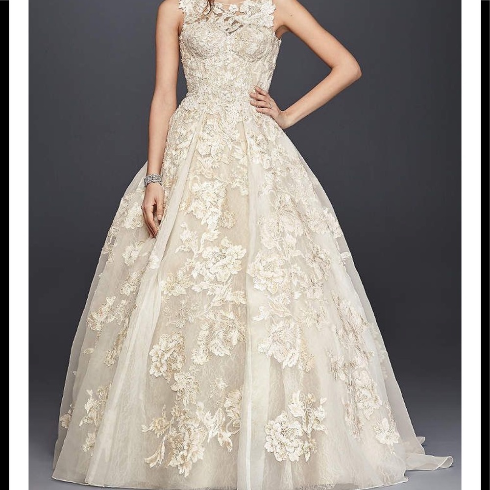 Oleg Cassini High Neck Tank LaceWeddingDress IV/CH